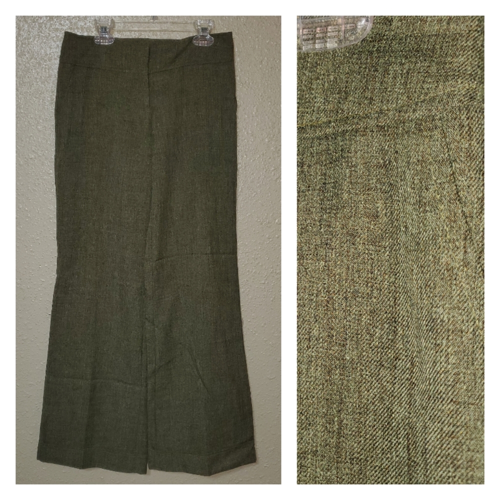 Women's Forever 21 Wide Leg Trouser Work / Dress Pants - Olive Green Multi